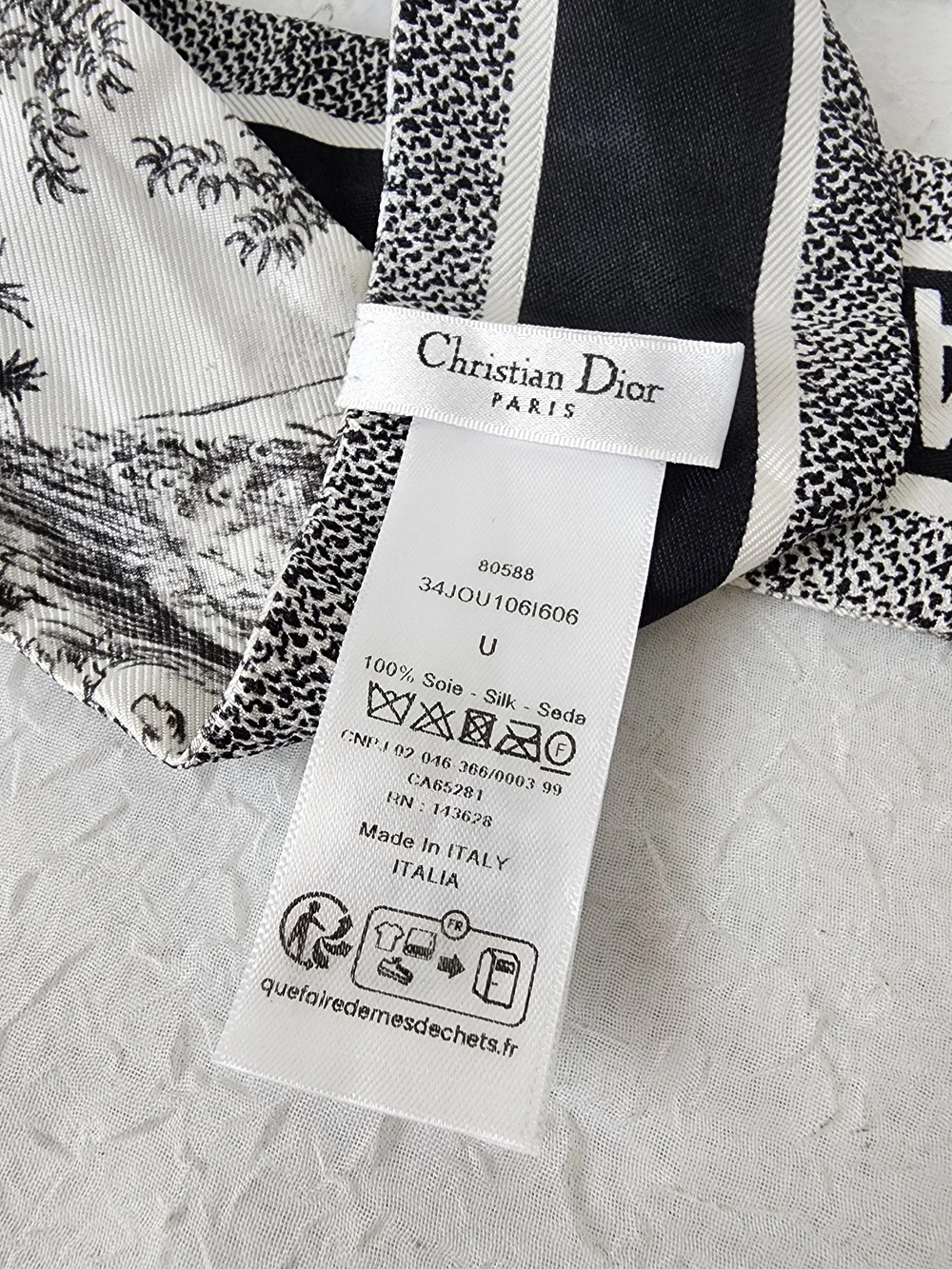 Auth Dior Mitzah Jungle Toile Silk Twilly Scarf